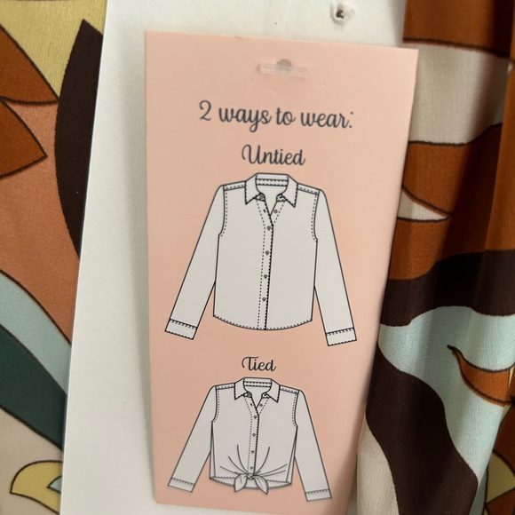 HAVER LONDON Multicolor Print Blouse Long Sleeve Botton Front Size S/P NWT - Picture 9 of 10